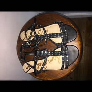 Sam Edelman black and silver Gladiator Sandal 10